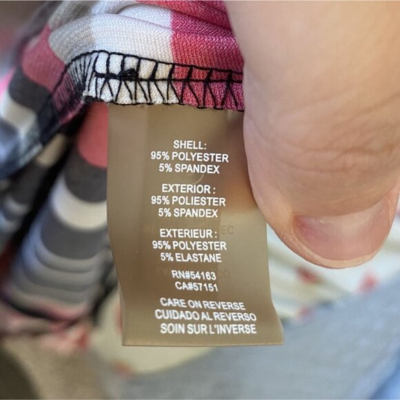 ⭐ 3/$15 Tommy Hilfiger Medium White Black Pink Tan Stripe Ruched Blouse Tank Top - Picture 8 of 9